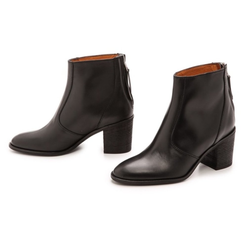 Madewell Black Leather Slim Back Zip Billie Booties - Size 8